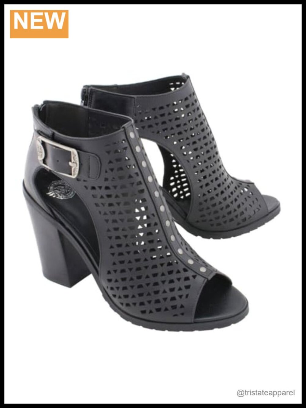 Women's Faux Leather Platform Heeled Sandals with Buckle Strap & Back Zipper